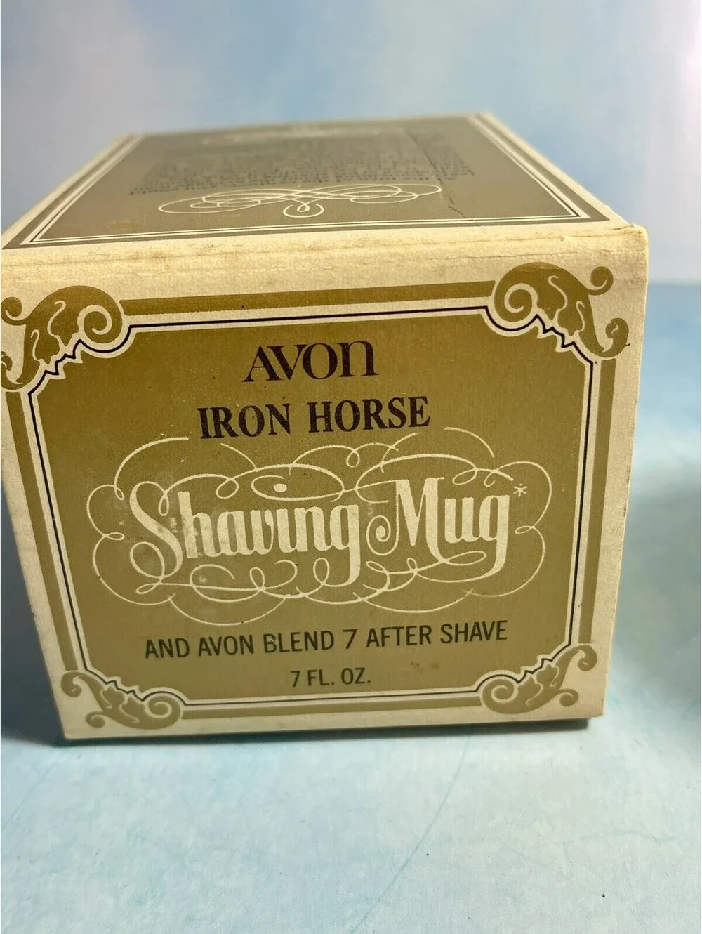 Vintage Avon Milk Glass Shaving Mug Cup Iron Horse Railroad Train Locomotive 738
